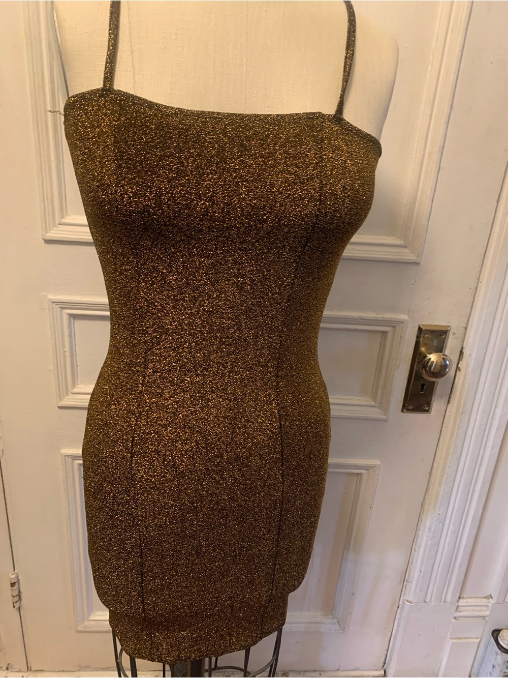 Forever 21 Metallic Bronze Bodycon Mini Dress. New with tag